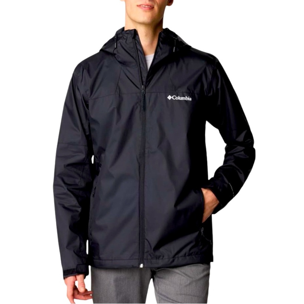 COLUMBIA black packable raincoat jacket men’s size medium women’s size large